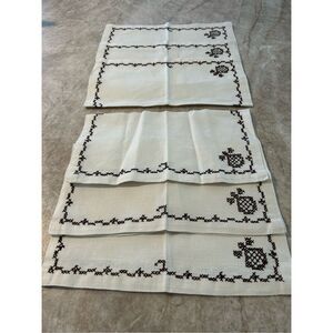 Vintage Cross Stitched Cloth Napkins